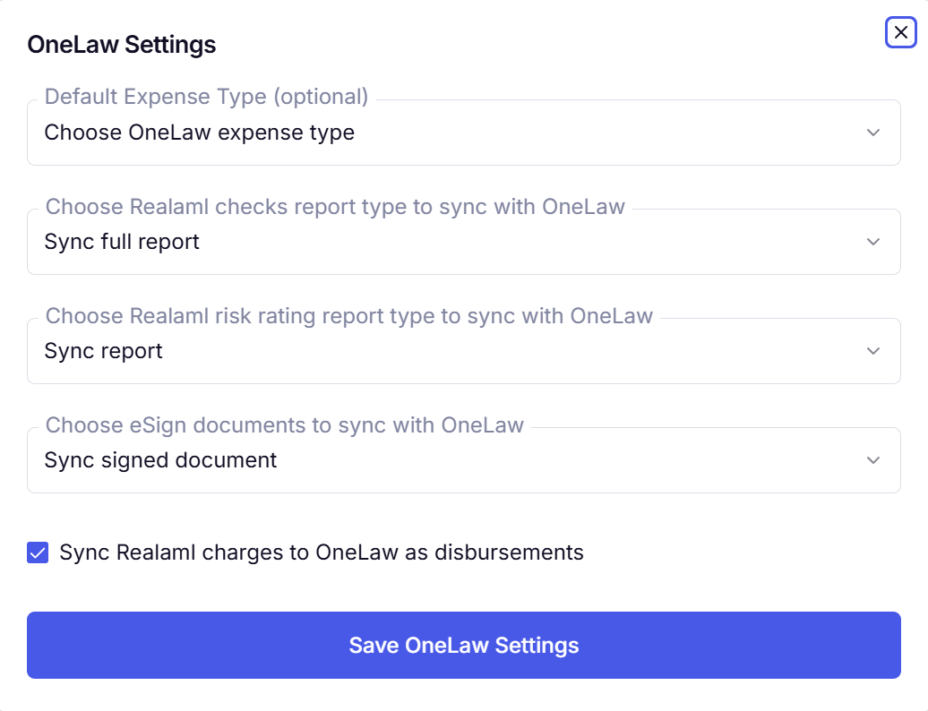 OneLaw Settings window.png